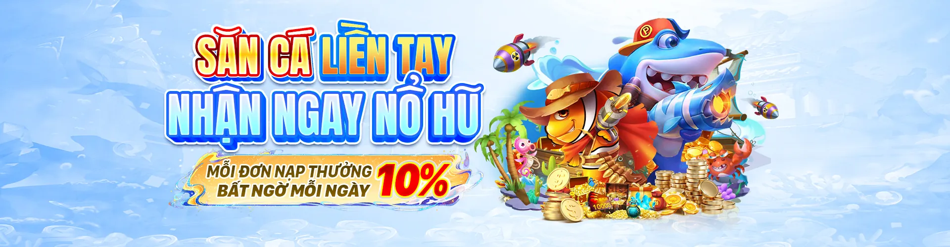 Hình ảnh đại dương rực rỡ với các loài cá và biểu tượng nổ hũ tại 8us game